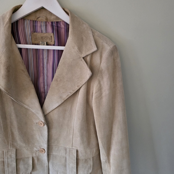 Aldo L Vintage Y2K Bohemian Western Utility Neutral Genuine Suede Jacket - Picture 6 of 16